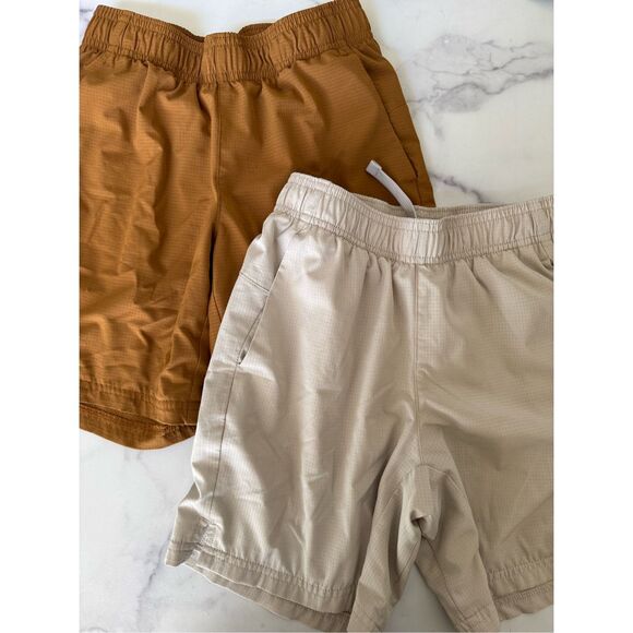 All in Motion M boys 8 sporty tech shorts bundle of 2 tan bronze copper cream pu - Picture 2 of 12